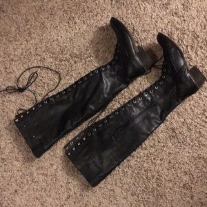 Thigh high combat boots